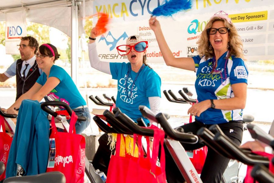 Participants of 2015's Cycle for Strong Kids enjoy a fun spin class