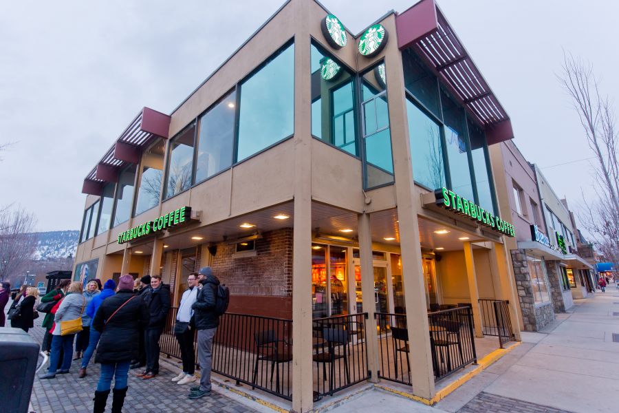 <who>Photo Credit: NowMedia</who> The downtown Starbucks, pictured in 2019