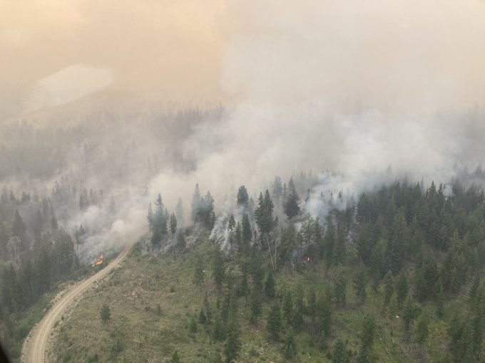 <Who>Photo credit: BC Wildfire Service</who>Young Lake wildfire, south of Kamloops, estimated at 2,631 hectares.
