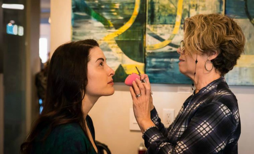 Denise Barnes (right) did hair, makeup and wardrobe for the film.