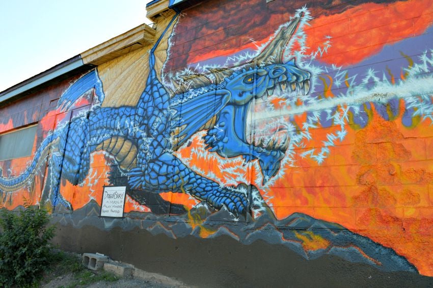 The completed mural behind All A-Board Games on Lansdowne Street. (Photo Credit: KamloopsBCNow.com)