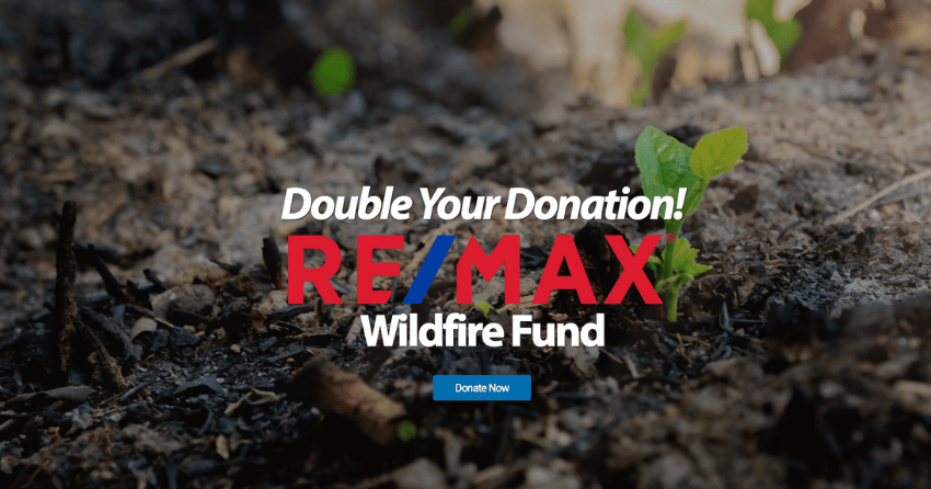RE/MAX Wildfire Fund matching public donations to raise money for wildfire victims