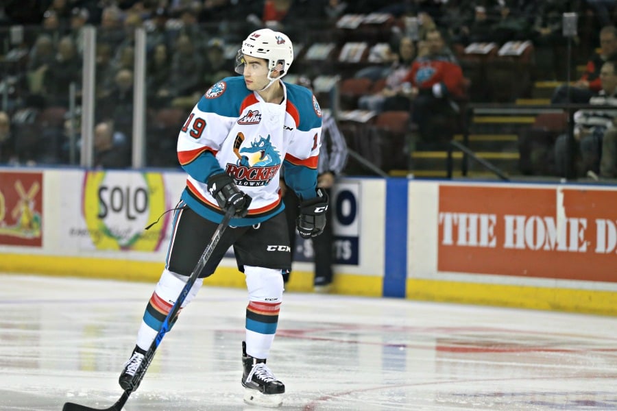 <who>Photo Credit: KelownaNow</who>Half of the goals that Dube has scored this season occurred on Friday night. Keep in mind, he has spent considerable time away from the team with the Calgary Flames and Team Canada.