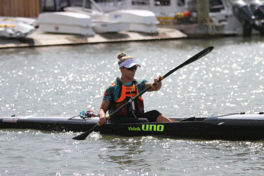 <who>Photo Credit: Viviane Nishikiori</who>Sally Wallick was the top Canadian Female paddler at the Canadian Downwind Champs.