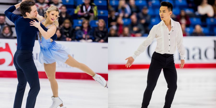 <who>Photo Credit: Contributed by Skate Canada</who>Kirsten Moore-Towers and Michael Marinaro left, Nam Nguyen right.