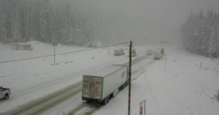 <who> Photo credit: Drive BC </who> Rogers Pass this morning.