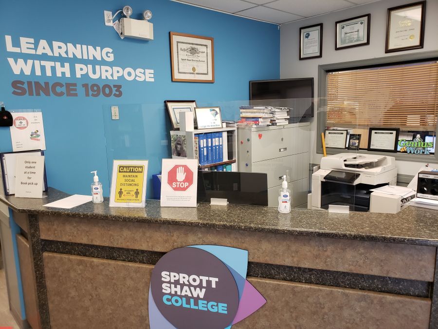 <who> Photo Credit: NowMedia </who> COVID-19 protocols are everywhere at Sprott Shaw.