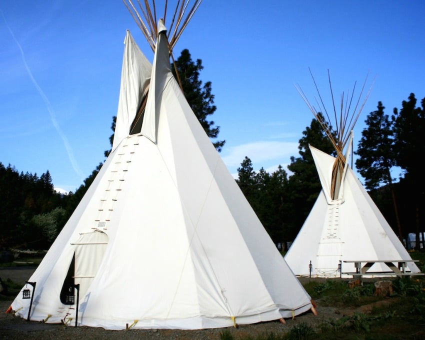 <who> Photo Credit: Kumsheen Resort </who> The resort offers cool accommodations such as Teepees.