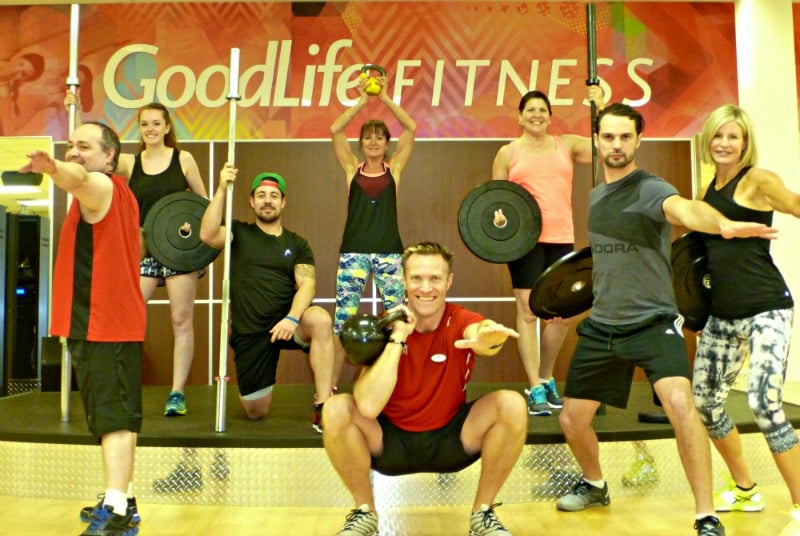<who> Photo Credit: GoodLife Fitness. </who> The latest group who took part in UX18. Theresa Merslack, back left. Giles Weeden, front centre. 