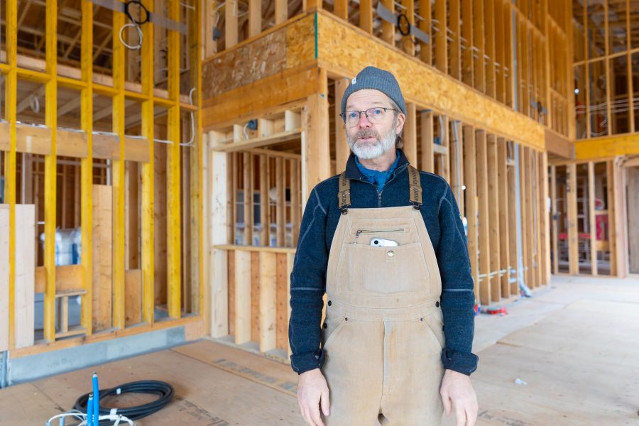 <who>Photo Credit: NowMedia/Gord Goble</who> Cider maker Tim Kitchen in the roomy Lass Chance building, Jan 3, 2024