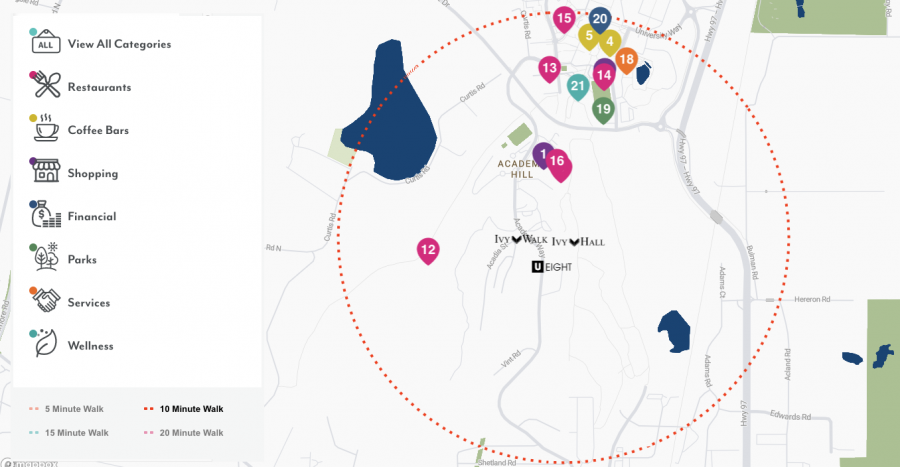 <who>Photo Credit: Mission Group</who>Ideally situated, Ivy Hall is a 5-minute walk to UBC campus, a short 12-minute walk to the UBCO Bus Exchange and 5-minute drive to YLW.