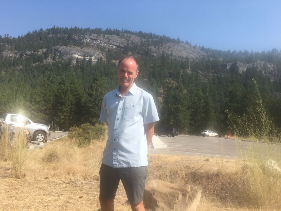<who>Photo Credit: PentictonNow </who>Russ Turner, the owner of Skaha Rock Adventures Ltd., made a presentation to Penticton Council Tuesday informing them that Skaha Bluffs Provincial Park has become one of the world's premier rock climbing destinations. Turner's business teaches rock climbing and guiding skills to clients from across Canada and around the world.