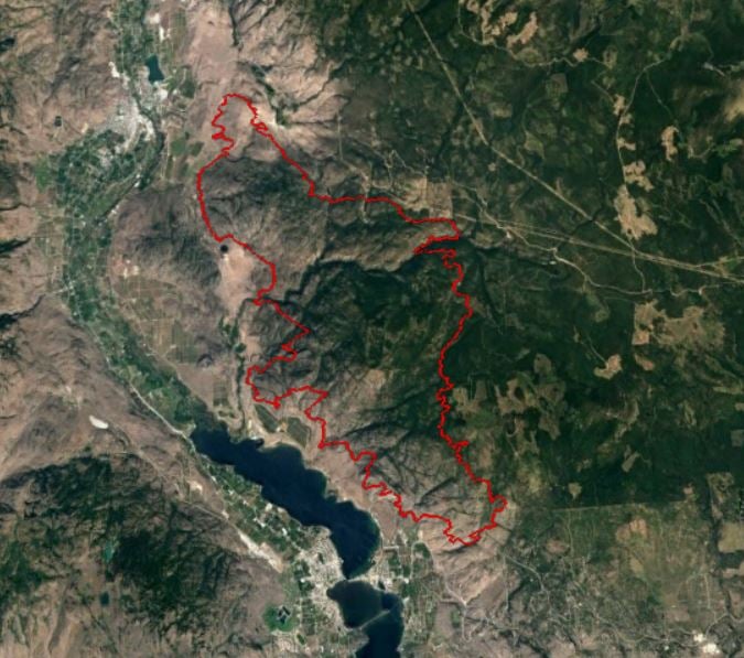<who> Photo credit: BCWS </who> The fire's perimeter as of Friday.