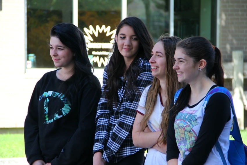 Grade 10 students from Rutland Secondary School were at the event to see the piano they painted be unveiled.