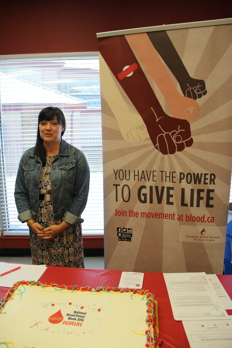 <who> Photo Credit: KelownaNow.com </who> Amanda Sweeney shares her personal story how a blood donation changed her life.