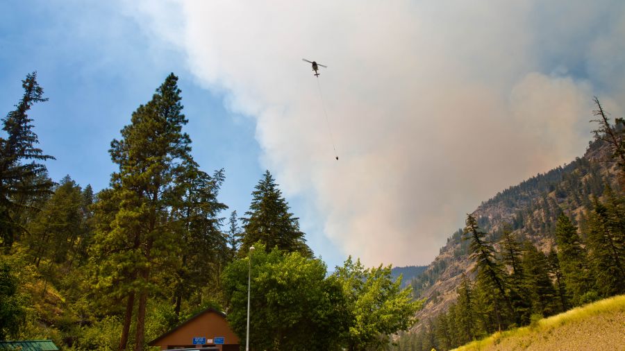 <who>Photo Credit: NowMedia</who> The Keremeos Creek wildfire as seen Sunday from Hwy 3A