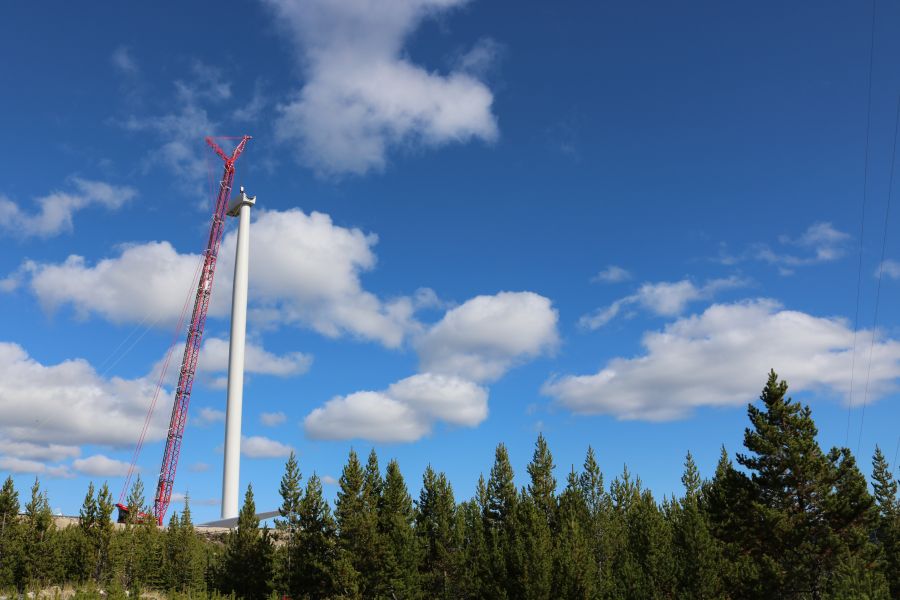 <who> Submitted </who> Construction on the five turbines began in August.