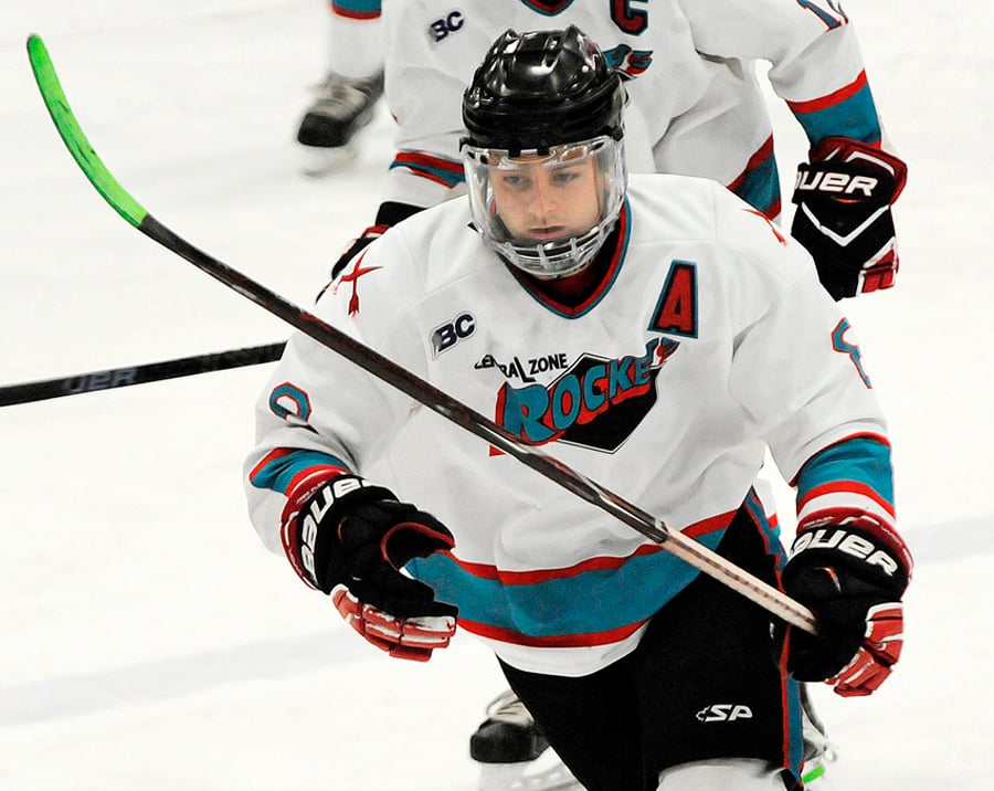 <who>Photo Credit: Lorne White/KelownaNow </who>Kaden Meszaros, another KMHA product, assisted on a pair of goals.