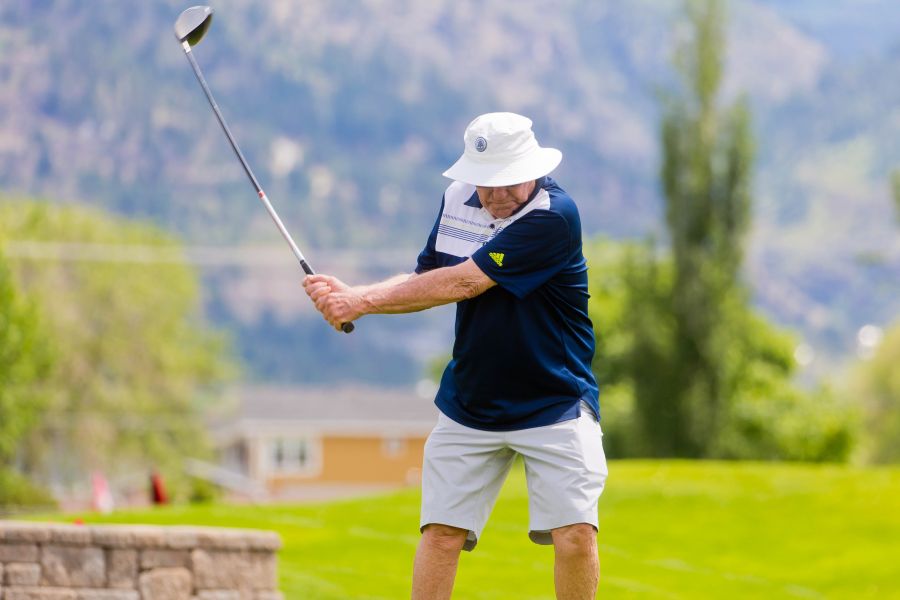 <who>Photo Credit: NowMedia</who> Charlie Richards mid-swing