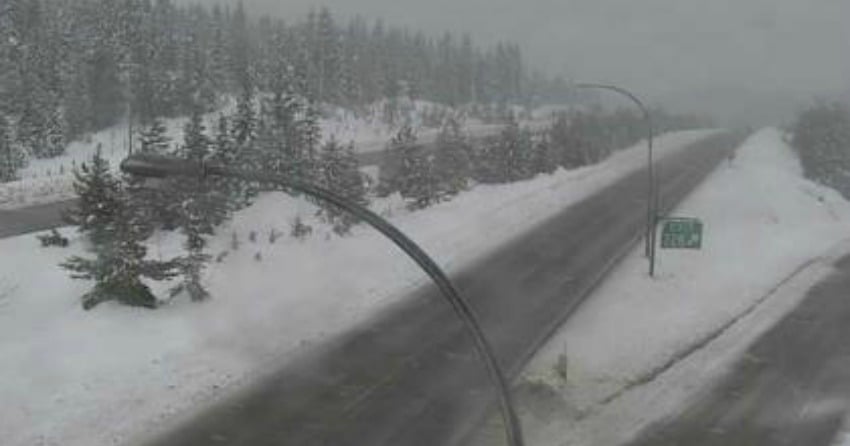 Hwy 5 by Britton Creek Rest Area northbound turnoff looking north.