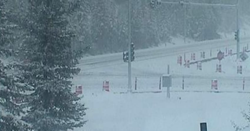 <who> Photo credit: Drive BC </who> Hwy 1 just west of the Alberta border this morning.