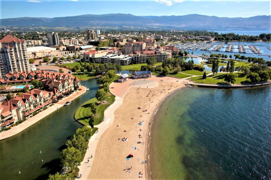 </who>The Okanagan has scores of beaches, like Tugboat Bay beach in downtown Kelowna, pictured, if you simply want to sunbathe and swim.
