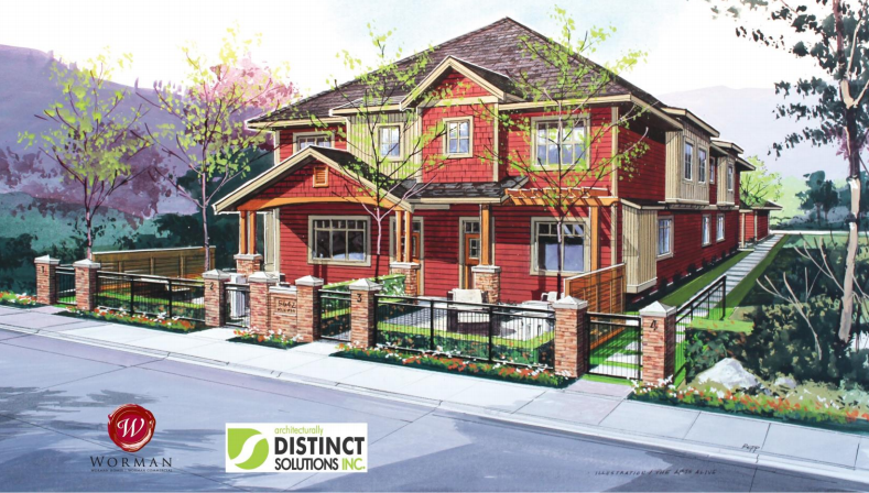 <who> Photo Credit: City of Kelowna/Infill Challenge </who> Concept design of the four homes on a single property.