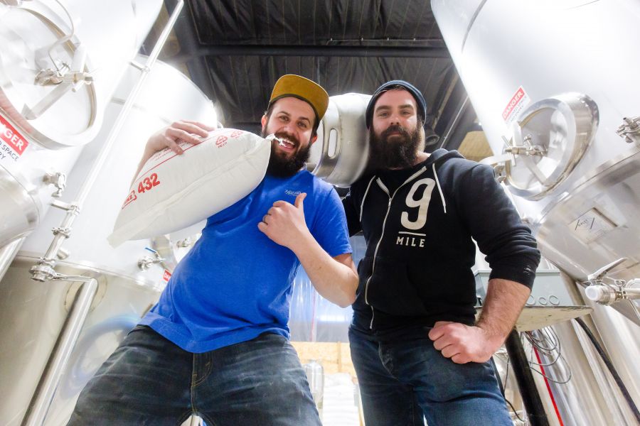 GM Liam Peyton and brewmaster Chris Vandenberg during the construction phase