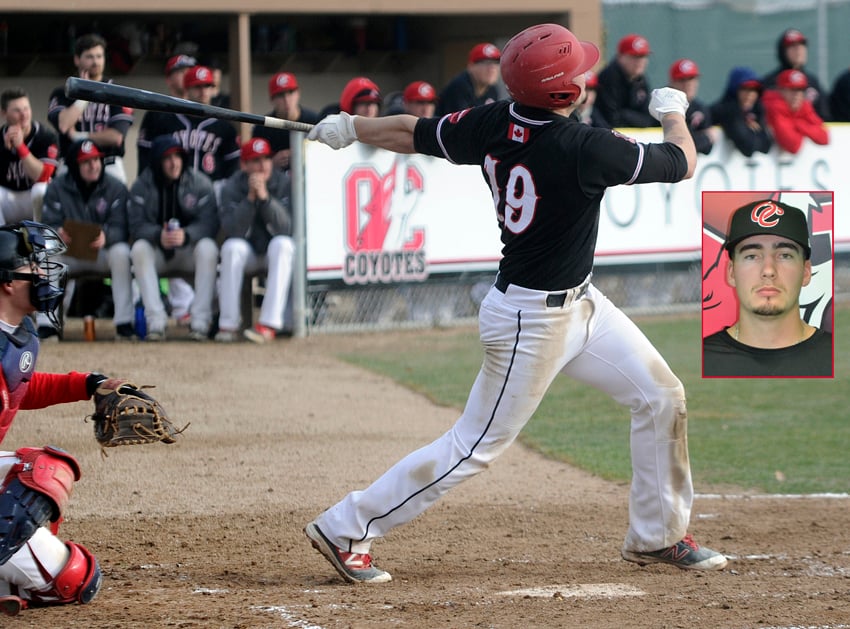 <who>Photo Credit: Lorne White/KelownaNow </who>Jake Fischer hit a solo homer to spark the Coyotes to their second comeback win on Saturday at Elks.