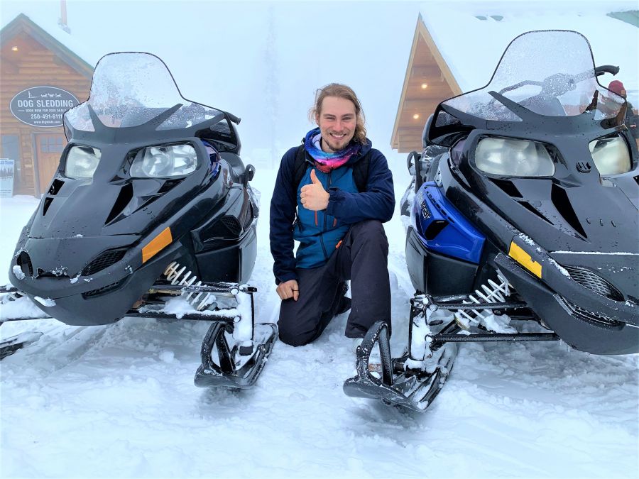 </who>Maxime Hudon drove from Montreal to Kelowna (in a car) to start his new job at Outback Snowmobile Tours at Big White Ski Resort.