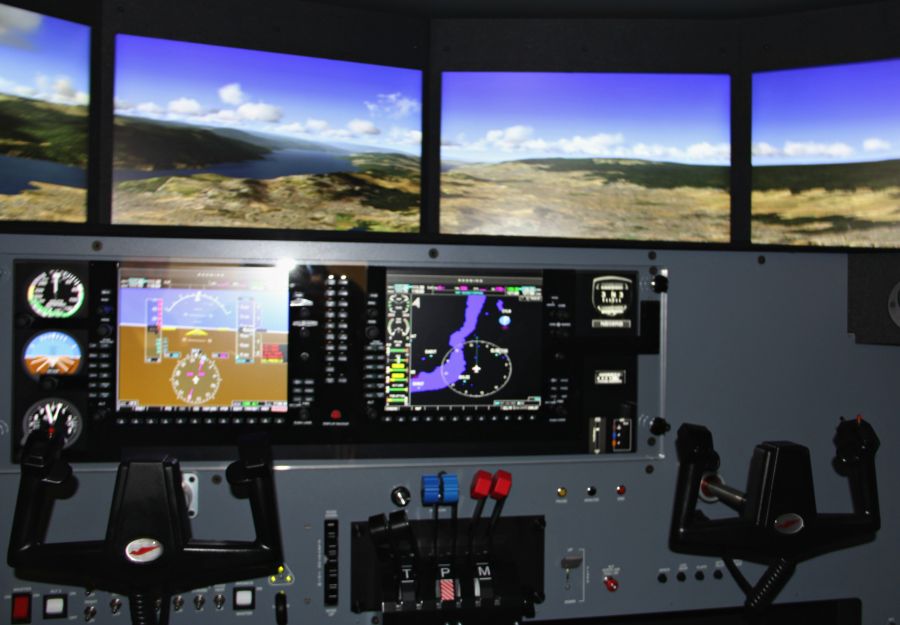 The state of the art controls inside the Redbird MCX flight simulator.