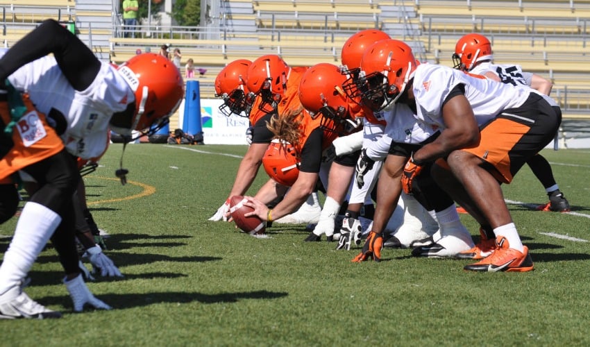 <who>B.C. Lions Photo. Credit: Alexandra Ruiz and Natalia Simo</who> Day two at 2016 training camp.