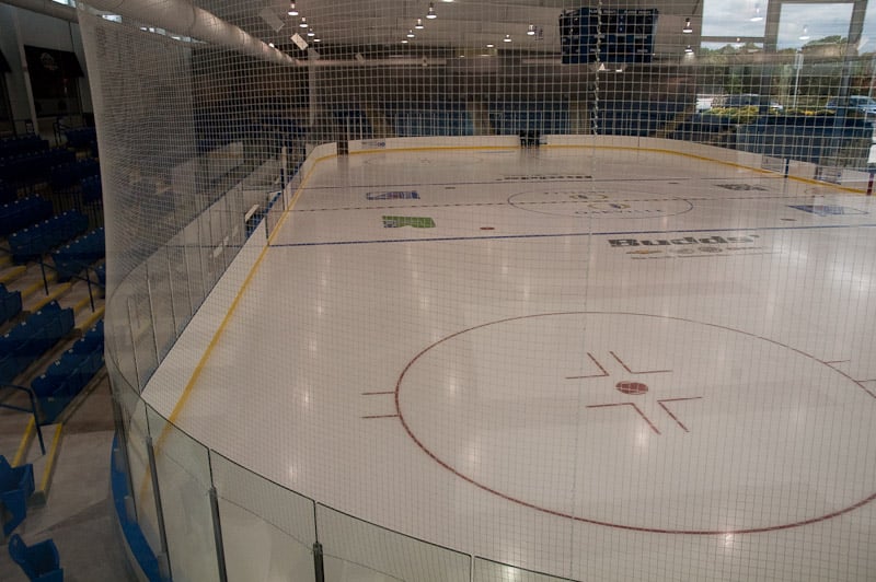 </who>All NHL rinks and most rinks in general now have netting at both ends of the rink.