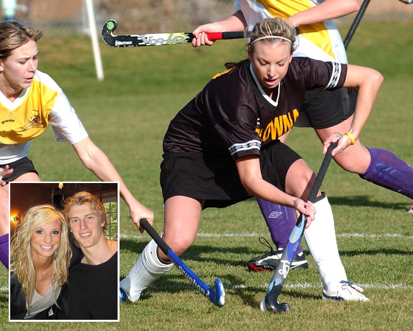 <who>Photo Credit: Lorne White/KelownaNow </who>Michela Gellert of the Kelowna Owls in field hockey action in 2005. She's now Michela Myers, married to Winnipeg Jets defenceman and former Kelowna Rocket, Tyler Myers.