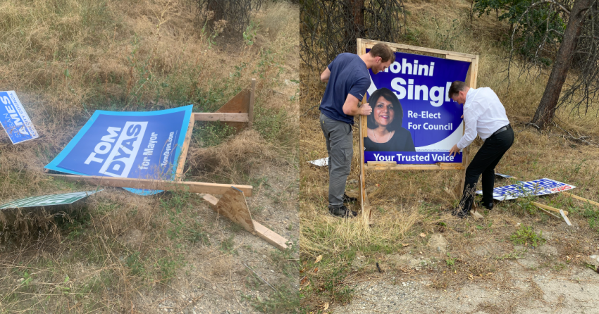 Damage to campaign signs in Kelowna ‘far worse’ than in previous elections, candidate says