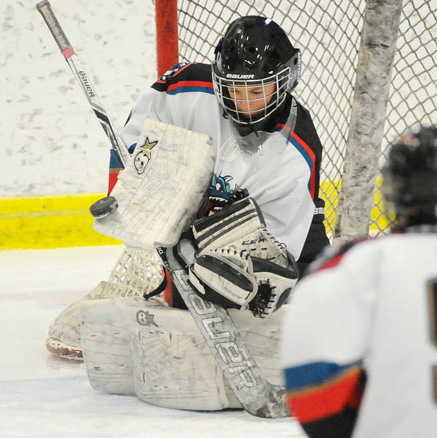 <who>Photo Credit: Lorne White/KelownaNow </who>Angelo Zol, pictured, teamed up with Wilson Maxfield to make up the top goaltending duo in the Pat Quinn Classic.