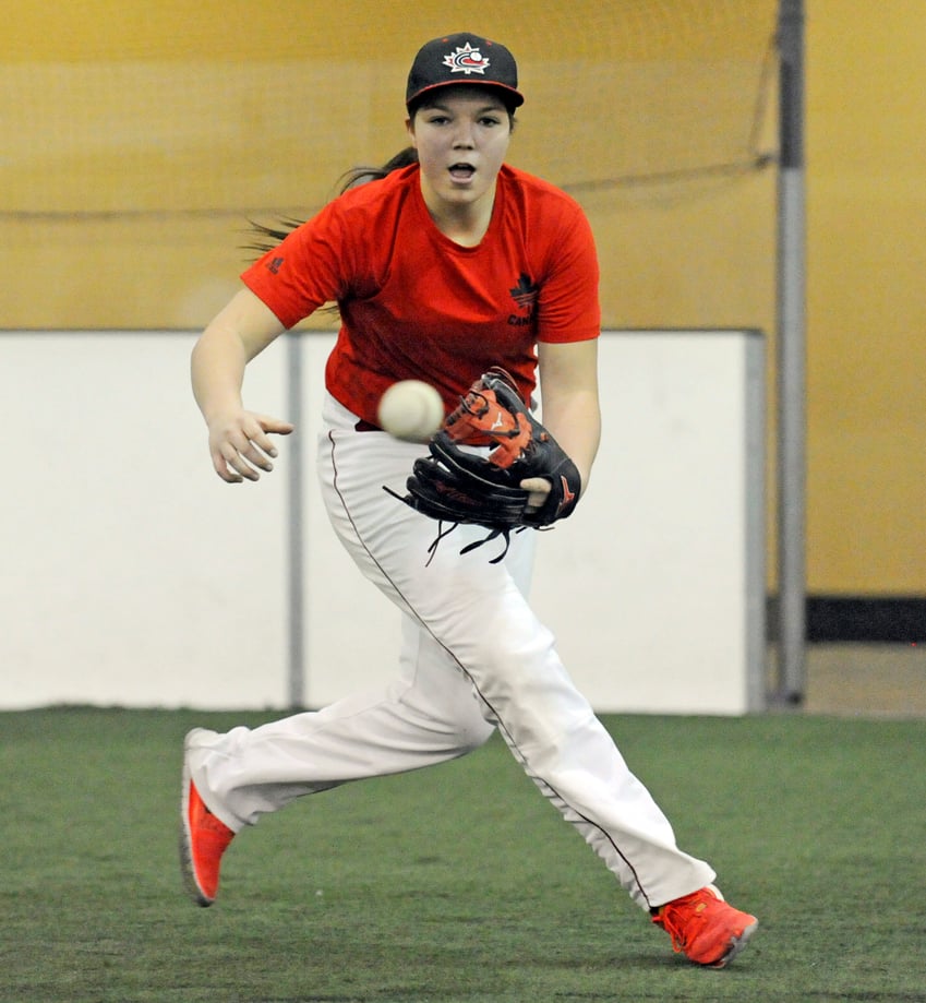 <who>Photo Credit: Lorne White/KelownaNow.com </who>West Kelowna's Jessie McKay plays shortstop and pitches. Both she and Renneberg played for Team BC at the national championship in Quebec in 2015.