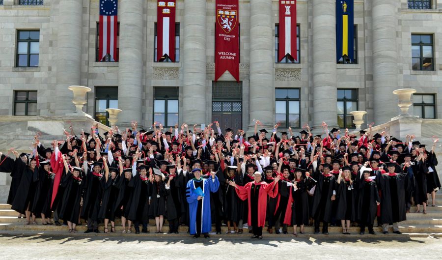 <who>Photo Credit: Harvard Medical School on Facebook</who>The 2015 graduating class from Harvard Medical School.
