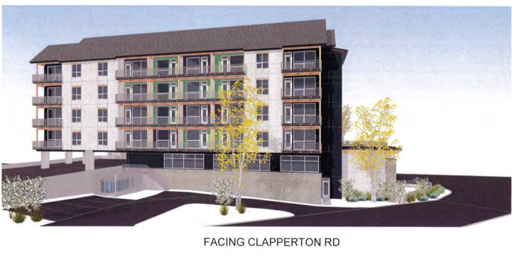 Rendering for the proposed development at 280 Tranquille Rd. by Blue Green Architecture. 