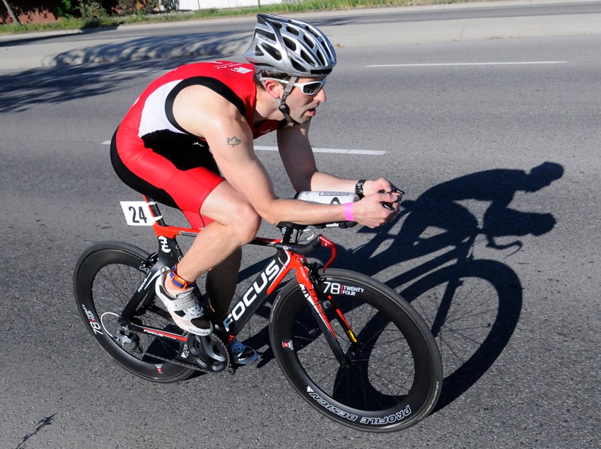 <who> Photo Credit: Lorne White/KelownaNow </who>Loris Paoletich of Kelowna, competing in the 35-39 age category, finished 13th overall in a time of 1:10:45.