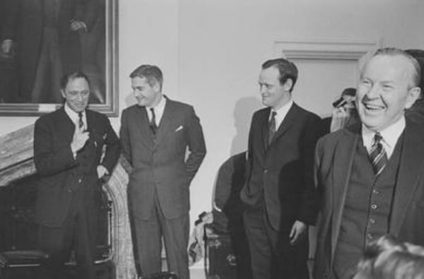 <who> Photo credit: Library and Archives of Canada </who> Trudeau, Turner, Chretien and Pearson in 1967.