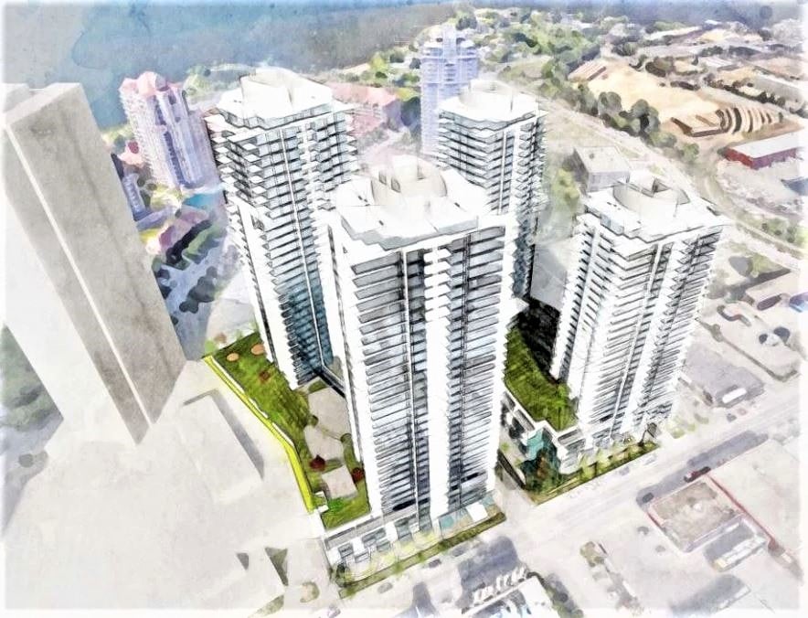 </who>Waterscapes 2 proposes four condominium towers -- 36, 34, 32 and 28 storeys -- at the corner of Ellis Street and Industrial Avenue.