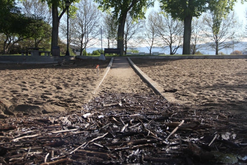 <who> Photo Credit: KelownaNow </who> Gyro Beach debris.