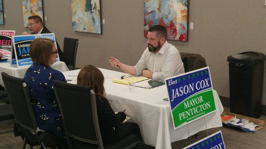 Jason Cox participated in a candidates trade show earlier this week at the Lakeside Resort & Convention Centre. Despite his lack of experience in politics, Cox said his success in business and strong community involvement with various agencies and organizations has prepared him to become mayor of Penticton.