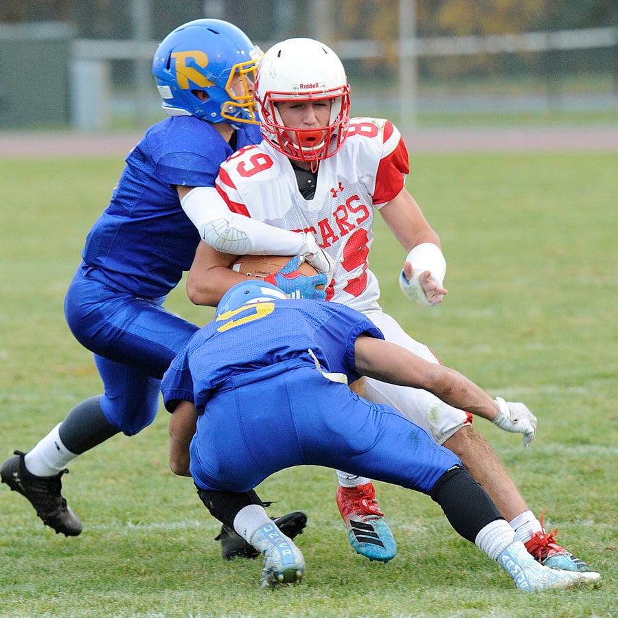 It took a combined effort by the Rutland Voodoos' Ryan Dovedoff, and Pacific Conference all-star, Brad Koebel, to bring Nicholas Stansfield of the Bears to the turf.
