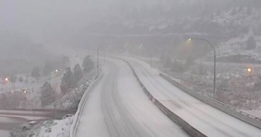 <who> Photo credit: Drive BC </who> Hwy 97 south of West Kelowna this morning.