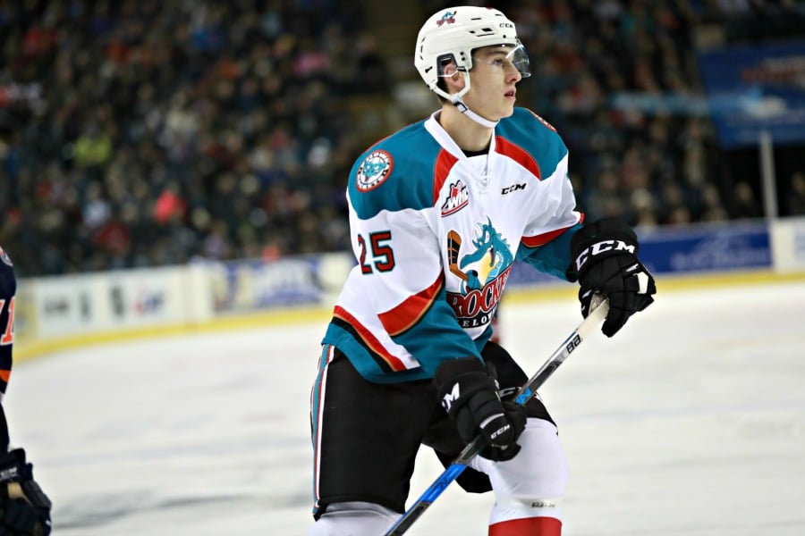 <who>Photo Credit: KelownaNow</who>Cal Foote earned his fourth goal and 28th assist on Wednesday. He is second on the team, behind just Kole Lind, in assists this season.