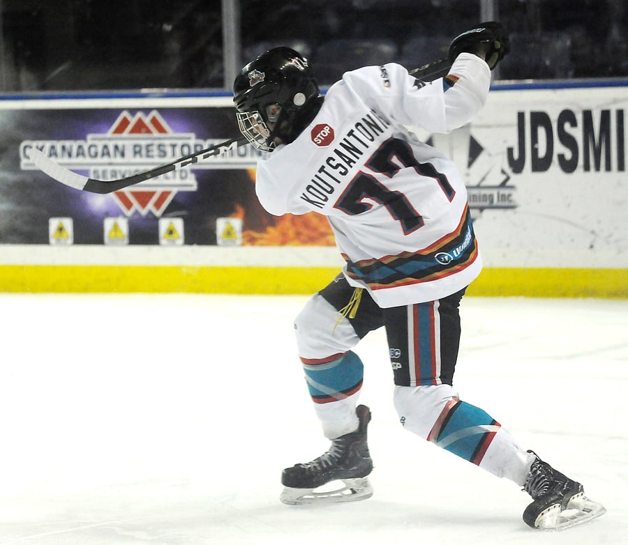 <who>Photo Credit: Lorne White/KelownaNow </who>Kelowna's Stavros Koutsantonis has two goals and two assists in the Rockets' six playoff games.