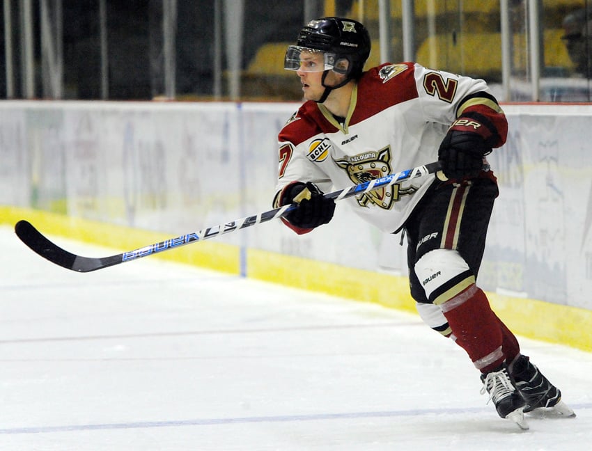 The Warriors' Lucas Cullen scored his second of the season in a 1-1 first period in Salmon Arm.