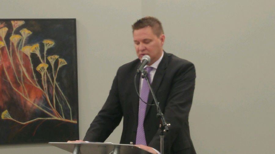 Penticton Mayor Andrew Jakubeit answered questions about the City's future Tuesday evening at a debate between himself and top challengers Jason Cox and John Vassilaki.